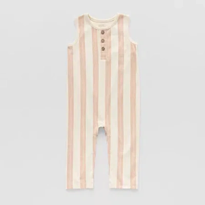 Okie Dokie Baby Boys Crew Neck Sleeveless Jumpsuit In Brown