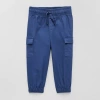 Okie Dokie Baby Boys Drawstring Waist Cuffed Regular Fit Jogger Pant In Blue