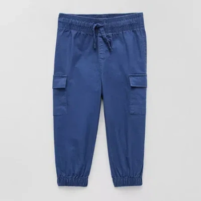 Okie Dokie Baby Boys Drawstring Waist Cuffed Regular Fit Jogger Pant In Blue