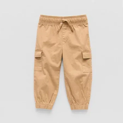 Okie Dokie Baby Boys Drawstring Waist Cuffed Regular Fit Jogger Pant In Brown