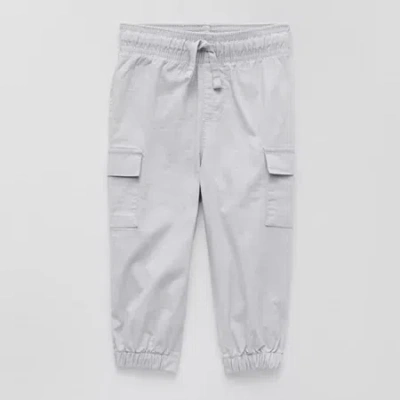 Okie Dokie Baby Boys Drawstring Waist Cuffed Regular Fit Jogger Pant In Gray