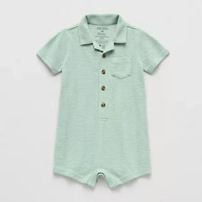 Okie Dokie Baby Boys Elbow Sleeve Romper In Blue