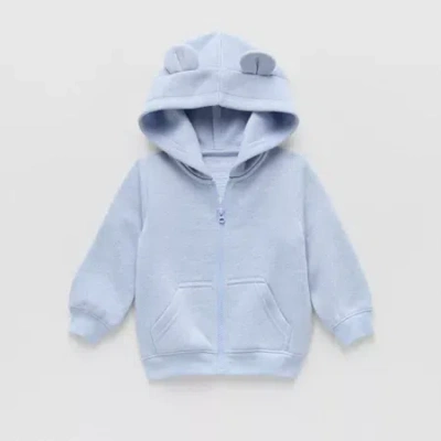 Okie Dokie Baby Boys Fleece Hooded Lightweight Jacket In Blue