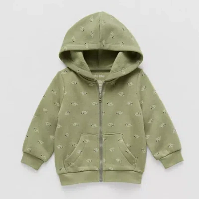 Okie Dokie Baby Boys Fleece Hooded Lightweight Jacket In Green