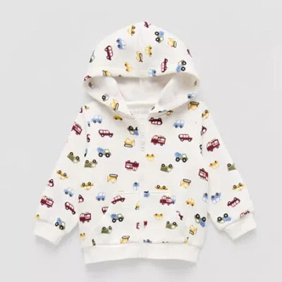 Okie Dokie Baby Boys Fleece Hooded Lightweight Jacket In White