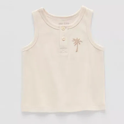 Okie Dokie Baby Boys Henley Neck Sleeveless Tank Top In White