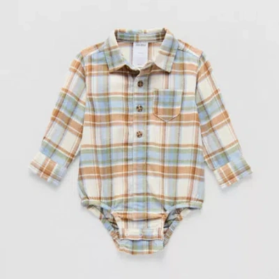 Okie Dokie Baby Boys Long Sleeve Bodysuit In Sand