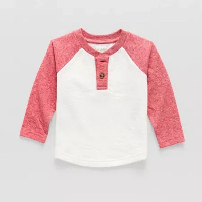 Okie Dokie Baby Boys Long Sleeve Regular Fit Henley Shirt In White