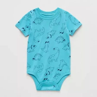 Okie Dokie Baby Boys Round Neck Bodysuit In Blue