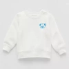 Okie Dokie Baby Boys Round Neck Fleece Long Sleeve Sweatshirt In White