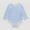Okie Dokie Baby Boys Round Neck Long Sleeve Bodysuit In Blue