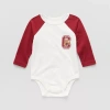 Okie Dokie Baby Boys Round Neck Long Sleeve Bodysuit In Red