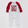 Okie Dokie Baby Boys Round Neck Long Sleeve Jumpsuit In Gray