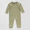 Okie Dokie Baby Boys Round Neck Long Sleeve Jumpsuit In Green