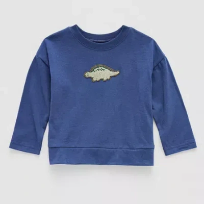 Okie Dokie Baby Boys Round Neck Long Sleeve Regular Fit Graphic T-shirt In Blue