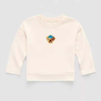 Okie Dokie Baby Boys Round Neck Long Sleeve Regular Fit Graphic T-shirt In White