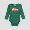 Okie Dokie Baby Boys Round Neck Long Sleeve Rib Bodysuit In Green