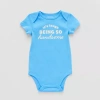 Okie Dokie Baby Boys Round Neck Short Sleeve Rib Bodysuit In Blue