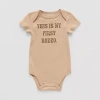 Okie Dokie Baby Boys Round Neck Short Sleeve Rib Bodysuit In Brown