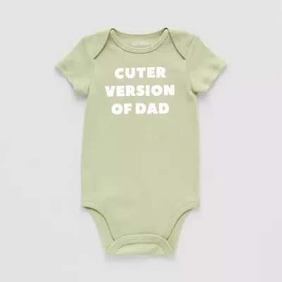 Okie Dokie Baby Boys Round Neck Short Sleeve Rib Bodysuit In Green