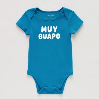 Okie Dokie Baby Boys Round Neck Short Sleeve Rib Bodysuit In Sand