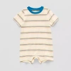 Okie Dokie Baby Boys Short Sleeve Striped Romper In White