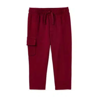 Okie Dokie Baby Boys Tapered Regular Fit French Terry Jogger Pant In Red