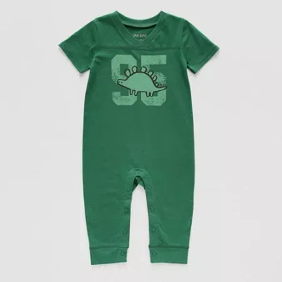 Okie Dokie Baby Boys V Neck Short Sleeve Jumpsuit In Green