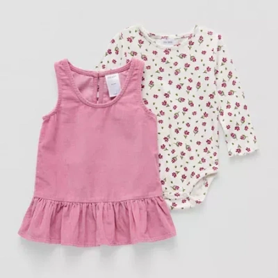 Okie Dokie Baby Girls 2-pc. Dress Set In Pink