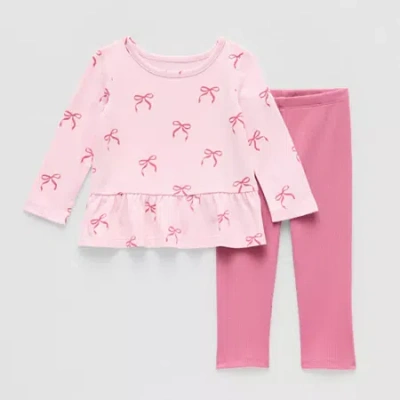 Okie Dokie Baby Girls 2-pc. Pant Set In Pink