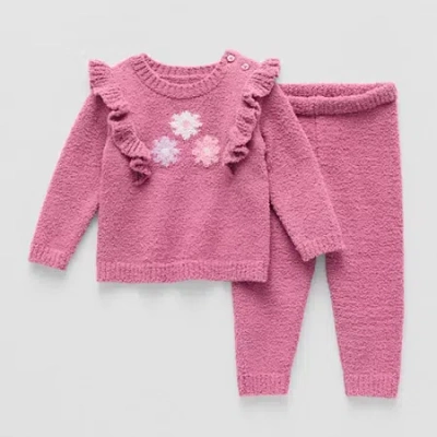 Okie Dokie Baby Girls 2-pc. Pant Set In Pink