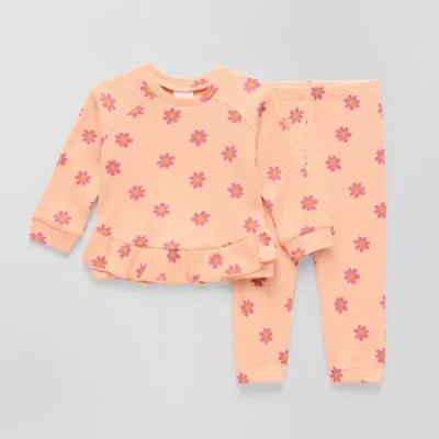 Okie Dokie Baby Girls 2-pc. Pant Set In Pink