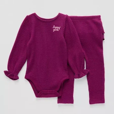 Okie Dokie Baby Girls 2-pc. Pant Set In Purple