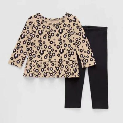 Okie Dokie Baby Girls 2-pc. Pant Set In Sand