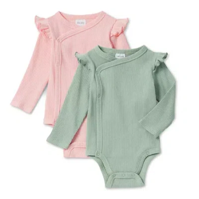 Okie Dokie Baby Girls Crew Neck Long Sleeve Rib 2-pc. Bodysuit In Pink