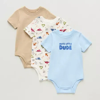 Okie Dokie Baby Girls Crew Neck Short Sleeve Bodysuit In Multi