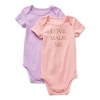 Okie Dokie Baby Girls Crew Neck Short Sleeve Rib 2-pc. Bodysuit In Pink