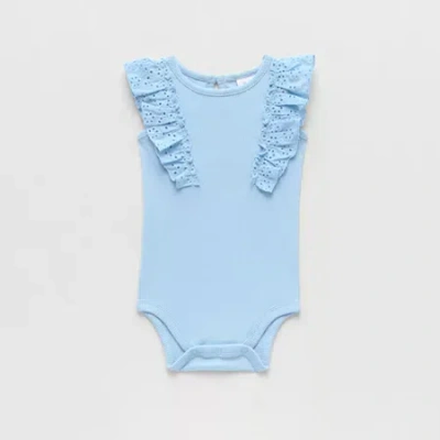 Okie Dokie Baby Girls Crew Neck Sleeveless Rib Bodysuit In Blue