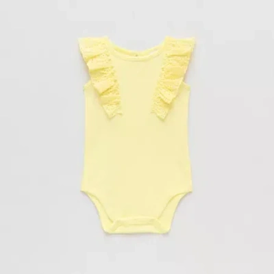 Okie Dokie Baby Girls Crew Neck Sleeveless Rib Bodysuit In Yellow