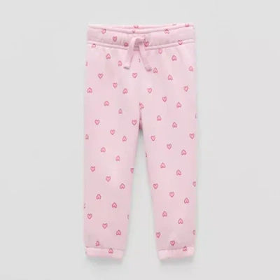 Okie Dokie Baby Girls Cuffed Regular Fit Fleece Pull-on Pant In Pink