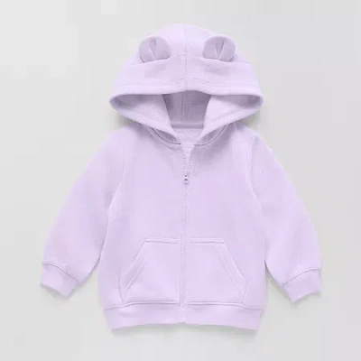 Okie Dokie Baby Girls Fleece Hooded Lightweight Jacket In Purple