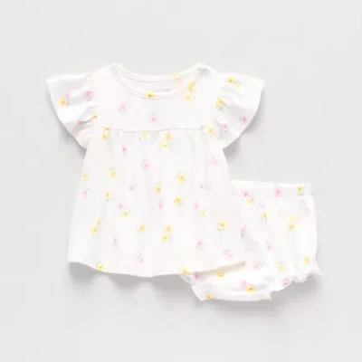 Okie Dokie Baby Girls Flutter 2-pc. Dress Set In White