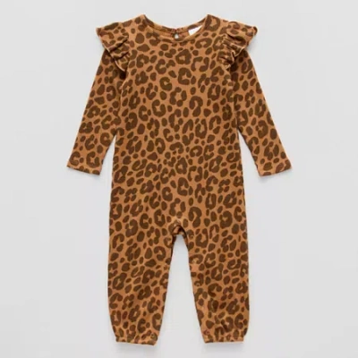 Okie Dokie Baby Girls Long Sleeve Jumpsuit In Brown