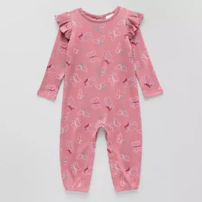 Okie Dokie Baby Girls Long Sleeve Jumpsuit In Pink