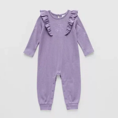Okie Dokie Baby Girls Long Sleeve Jumpsuit In Purple