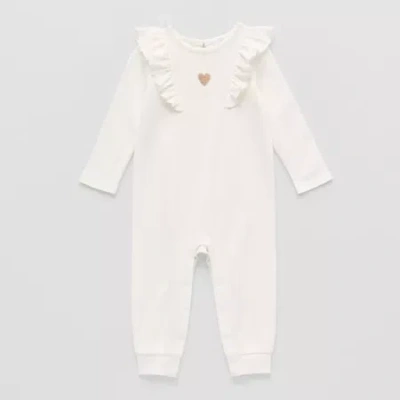 Okie Dokie Baby Girls Long Sleeve Jumpsuit In White