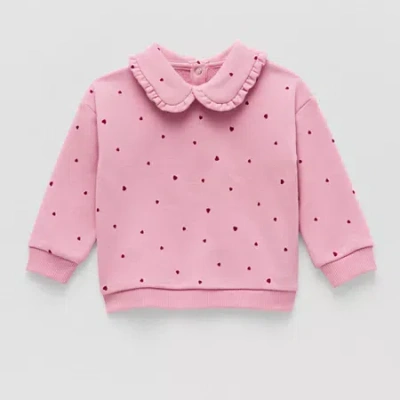Okie Dokie Baby Girls Long Sleeve Sweatshirt In Pink
