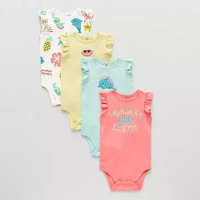 Okie Dokie Baby Girls Round Neck 4-pc. Bodysuit In Multi
