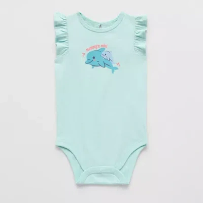 Okie Dokie Baby Girls Round Neck Bodysuit In Blue