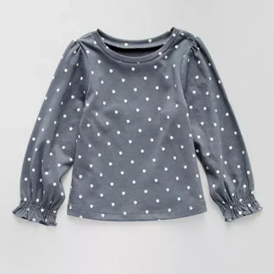 Okie Dokie Baby Girls Round Neck Long Sleeve Graphic T-shirt In Gray